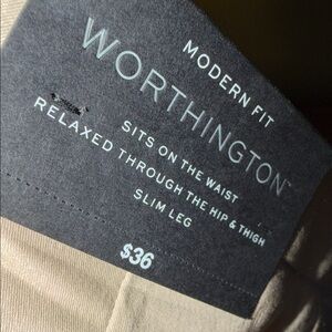 Worthington Modern Fit Slim Leg Pants in Tan NWT 12p